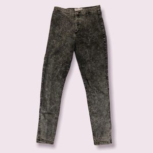 American Apparel ultra high waist black acid wash skinny jeans